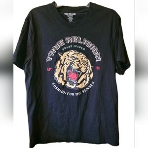 True Religion Black T-Shirt XL Short Sleeve Tiger Graphic